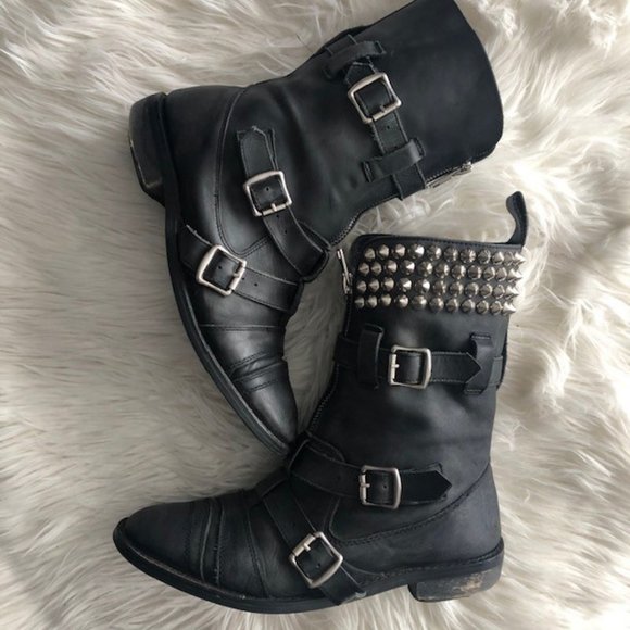 Jeffrey Campbell spiked buckle boots 8 AGF Goth - Picture 1 of 8